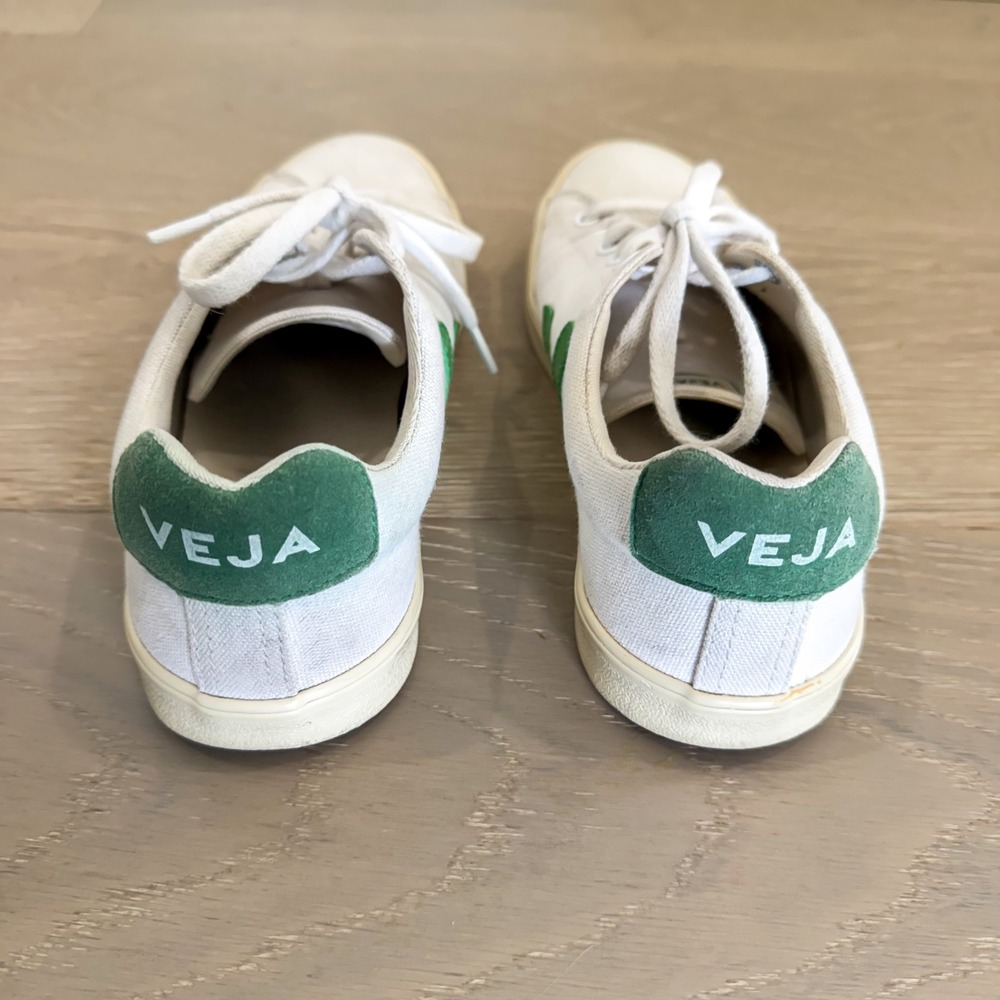 Veja Campo Sneakers White Emerald Green Preppy Boho Neutral Elevated Basic 7 - Picture 4 of 7